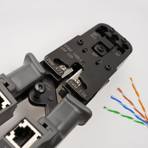 Multifonctionnel 4P8P6P testeur à trois usages Type à cliquet Outil de réseau Squeeze Pince de réseau de fil de sertissage SH0031448-07
