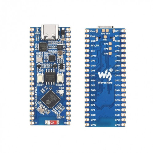 Microcontrôleur Waveshare ESP32-S3, carte de développement Wi-Fi 2,4 GHz, processeur double cœur SW18691766-09