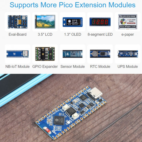 Microcontrôleur Waveshare ESP32-S3, carte de développement Wi-Fi 2,4 GHz, processeur double cœur SW18691766-09