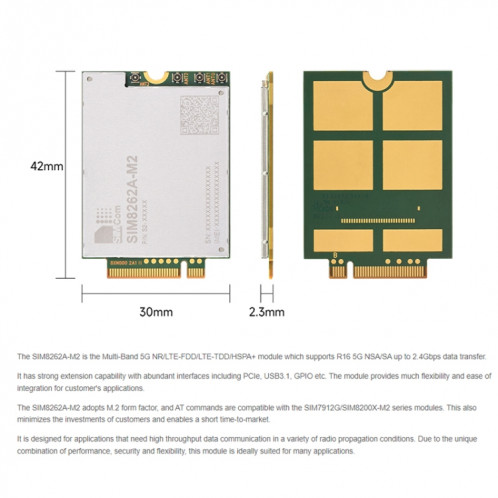 Waveshare SIM8262A-M2 Module SIMCom Original 5G, Interface M.2 SW1934613-04