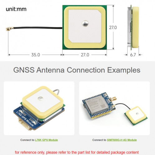 Antenne de positionnement active en céramique Waveshare 24095 GNSS, connecteur IPEX 1 SW13171244-06