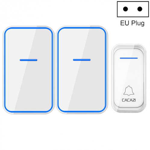CACAZI A68-2 Un à deux télécommandes sans fil Sonnette électronique Soignée de sonnette Smart Digital Soorbell, Style: Fiche EU (Blanc) SC402B547-07