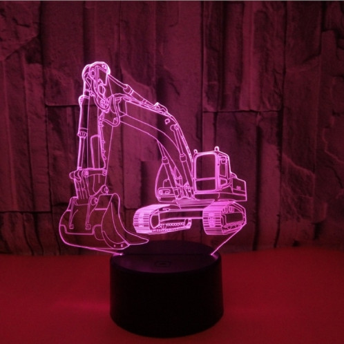 3W Excavator 3D Light Colorful Touch Control Light Petite lampe de table créative avec base noire, Style: interrupteur tactile + télécommande SH28021073-06