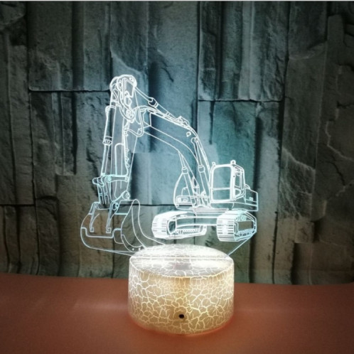 3W Excavator 3D Light Colorful Touch Control Light Petite lampe de table créative avec base noire, Style: interrupteur tactile + télécommande SH28021073-06