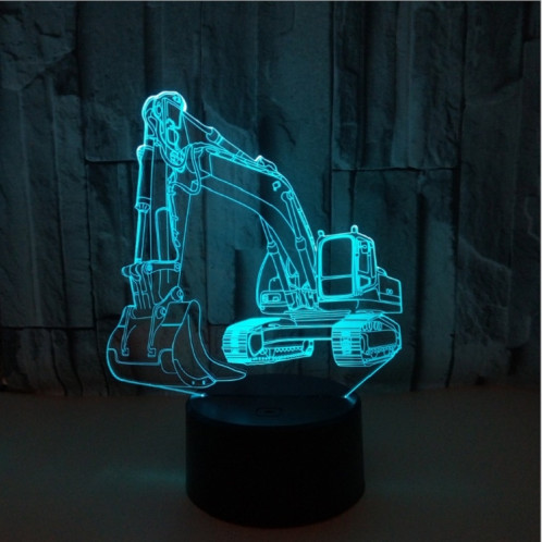 3W Excavator 3D Light Colorful Touch Control Light Petite lampe de table créative avec base noire, Style: interrupteur tactile + télécommande SH28021073-06