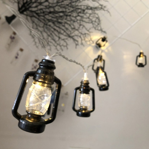 3m 20LEDs Noël Lanterne Festival Décoration Rétro Lampe à Kérosène LED String (Noir) SH002A58-05