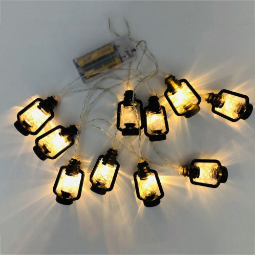 3m 20LEDs Noël Lanterne Festival Décoration Rétro Lampe à Kérosène LED String (Noir) SH002A58-05
