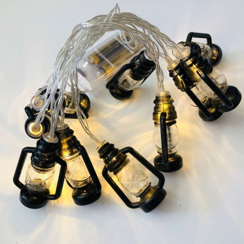3m 20LEDs Noël Lanterne Festival Décoration Rétro Lampe à Kérosène LED String (Noir) SH002A58-05
