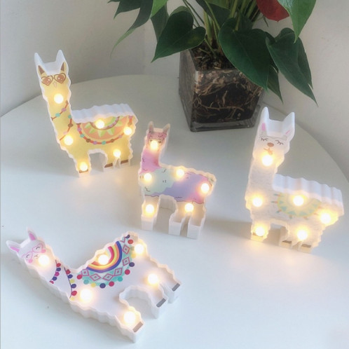 Lanterne peinte à LED alpaga veilleuse décoration de vacances chambre posant style lumière (langue blanche) SH501A740-08