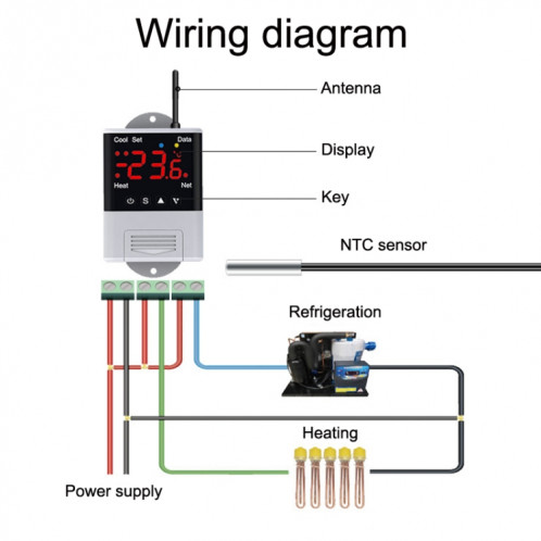 DTC-1201 Capteur NTC WiFi Intelligent Aquarium Fish Tank Hatch Central Air Conditioning Temperature Controller SH32011767-010