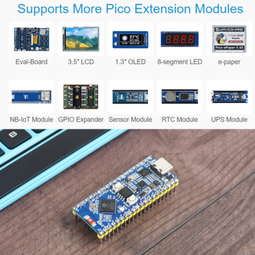 Microcontrôleur Waveshare ESP32-S3 Carte de développement Wi-Fi 2,4 GHz Processeur double cœur SW343722-010