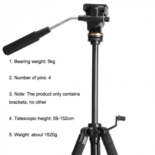 QingZhuangShiDai Q111S Trépied de photographie pour appareil photo de téléphone portable en alliage d'aluminium (noir) SQ401A119-06