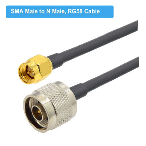 Câble adaptateur coaxial SMA mâle vers N mâle RG58, longueur du câble : 10 m. SH64061274-04