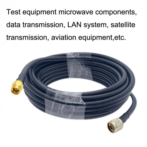Câble adaptateur coaxial SMA mâle vers N mâle RG58, longueur du câble : 10 m. SH64061274-04