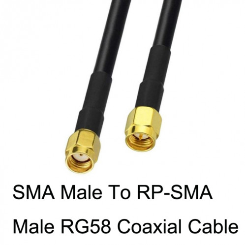 Câble adaptateur coaxial SMA mâle vers RP-SMA mâle RG58, longueur du câble : 10 m. SH1906777-04
