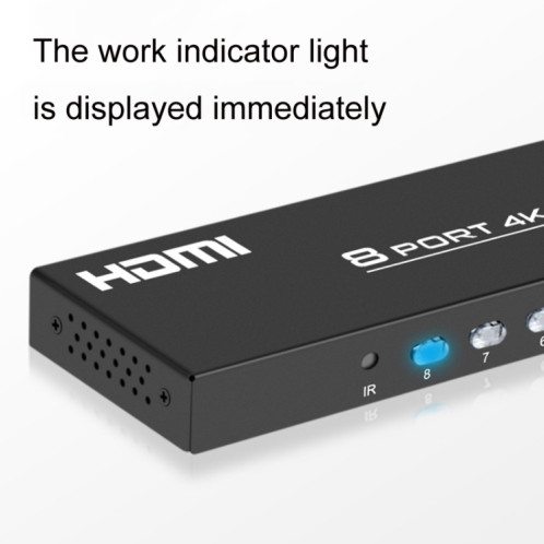 FJGEAR FJ-4K801 Commutateur vidéo HDMI HD 4K 8 entrées 1 sortie, type de prise : (noir) SF201A1270-06