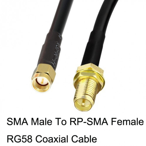 Câble adaptateur coaxial SMA mâle vers RP-SMA femelle RG58, longueur du câble : 1,5 m. SH48031624-04
