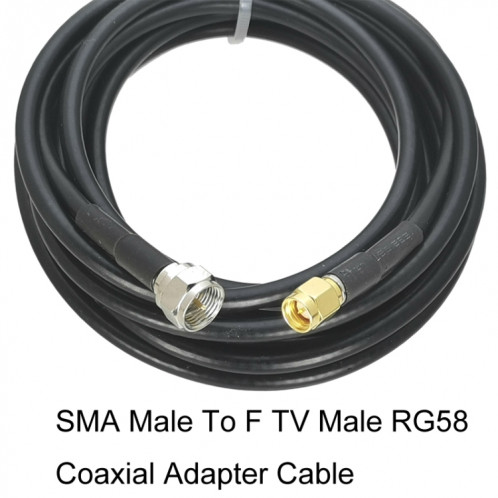 Câble adaptateur coaxial SMA mâle vers F TV mâle RG58, longueur du câble : 1 m. SH50021307-05