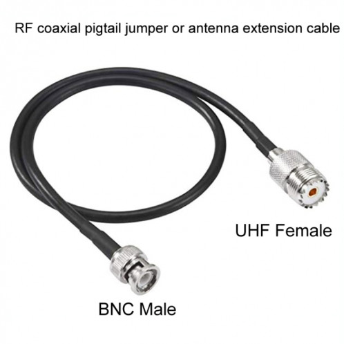 Câble adaptateur coaxial BNC mâle vers UHF femelle RG58, longueur du câble : 1 m. SH5602221-05