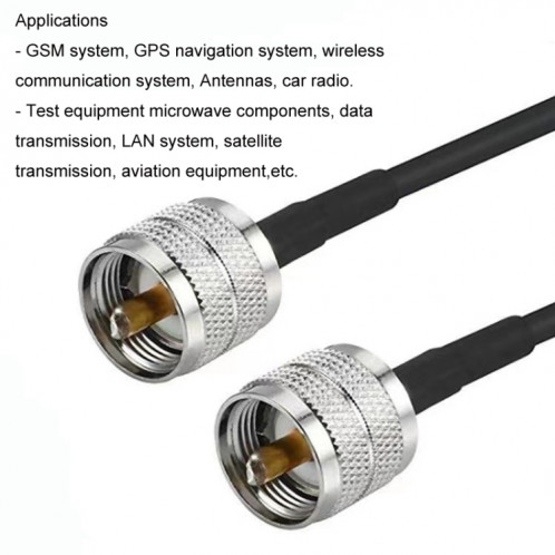 Câble adaptateur coaxial UHF mâle vers UHF mâle RG58, longueur du câble : 5 m. SH6005235-05