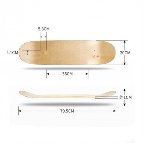 Planche à roulettes à quatre roues 8 couches en érable double surface de planche à roulettes surélevée, taille: 31 x 8 pouces (comme indiqué) SH201A341-04