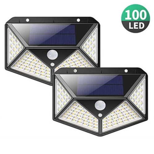 2 PCS 100 LED Patio extérieur Applique murale à induction solaire Balcon réglable Éclairage de jardin Petit réverbère SH30021289-010