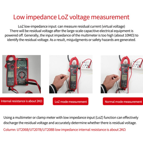 UNI-T UT205E 1000A 42mm Jaw Size Digital Clamp Meter AC DC Voltage Detector SU81011163-07