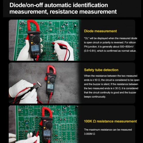 UNI-T UT200A + 400A multimètre à pince numérique détecteur de tension ca/cc testeur de résistance à la fréquence SU8601784-07