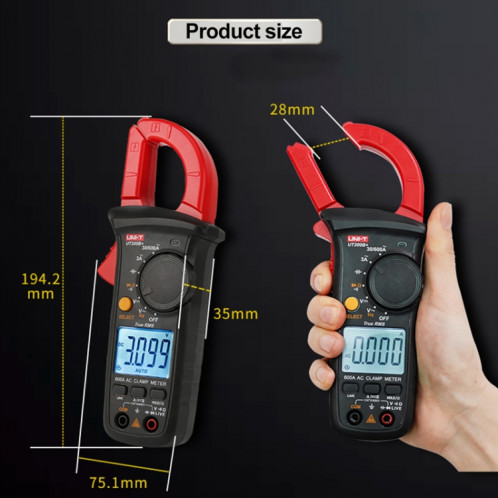 UNI-T UT200B + 600A pince numérique multimètre détecteur de tension ca/cc testeur de résistance à la fréquence SU86021826-07