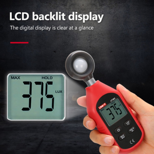 UNI-T UT383 Luxmètre numérique 200 000 LUX Luxmètre Luminance avec écran LCD rétroéclairé SU98011007-06