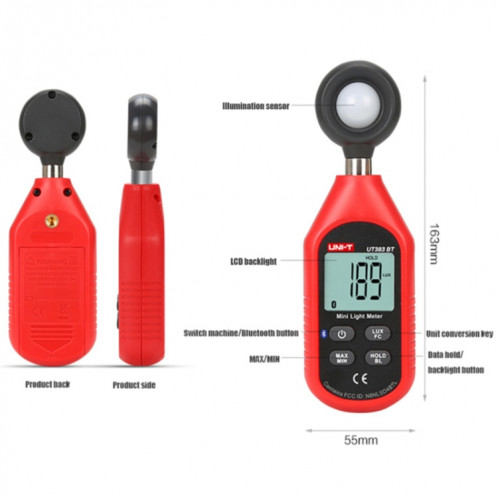 UNI-T UT383BT Luxmètre numérique 200 000 LUX Luxmètre Luminance avec écran LCD rétroéclairé SU9802629-06