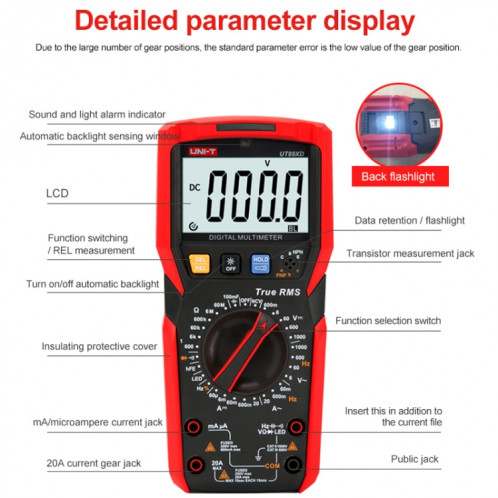 UNI-T UT89XE Multimètre numérique haute précision Multimètre à affichage numérique SU00031083-08