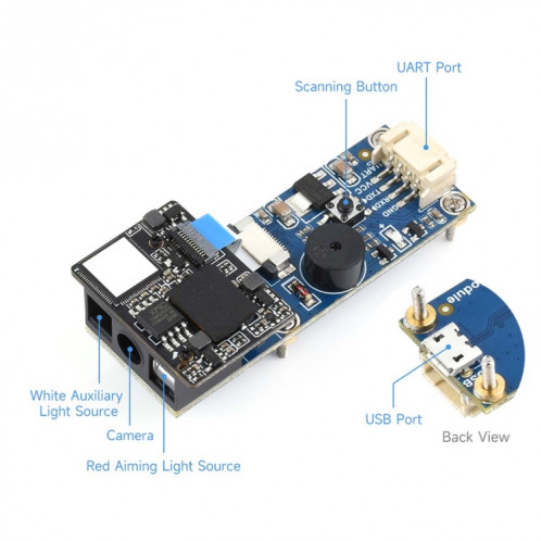 Le module de scanner de codes 2D Waveshare prend en charge la numérisation de codes-barres haute densité 4 mil, 23962 SW4117596-06