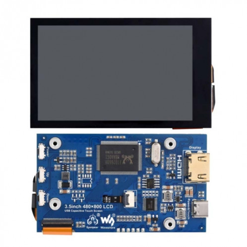 Écran LCD tactile capacitif Waveshare 3.5 pouces 480x800 IPS pour Raspberry Pi, Interface HDMI SW4118728-07
