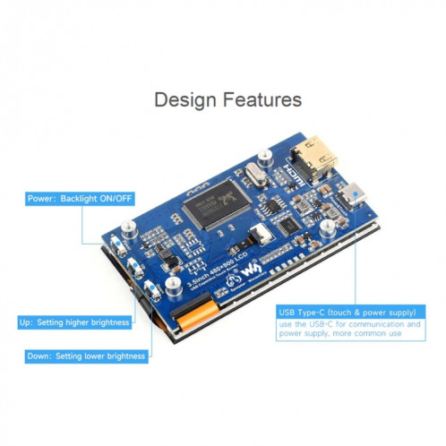 Écran LCD tactile capacitif Waveshare 3.5 pouces 480x800 IPS pour Raspberry Pi, Interface HDMI SW4118728-07