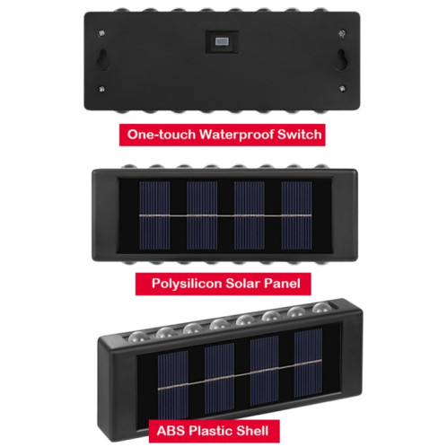 2LED NiMH Solaire Applique Extérieure Étanche Haut Et Bas Projecteurs À Deux Têtes (Lumière Blanche) SH501A122-06