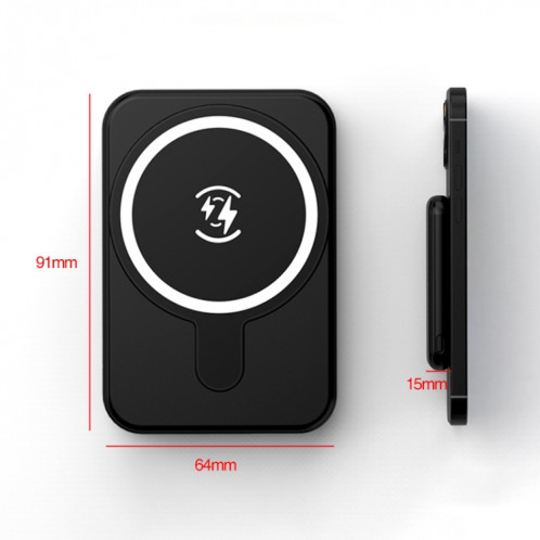 YM-461 5000mAh Mini batterie externe magnétique Power Bank PD 20W charge rapide sans fil (noir) SH801B1394-07