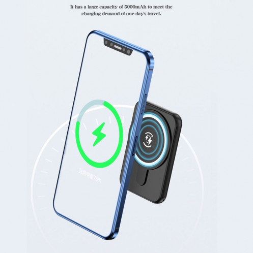 YM-461 5000mAh Mini batterie externe magnétique Power Bank PD 20W charge rapide sans fil (noir) SH801B1394-07