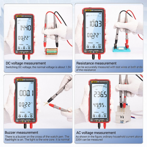 ANENG 681 Écran d'affichage numérique LCD Multimètre rechargeable à plage automatique intelligente (noir) SA001B868-012