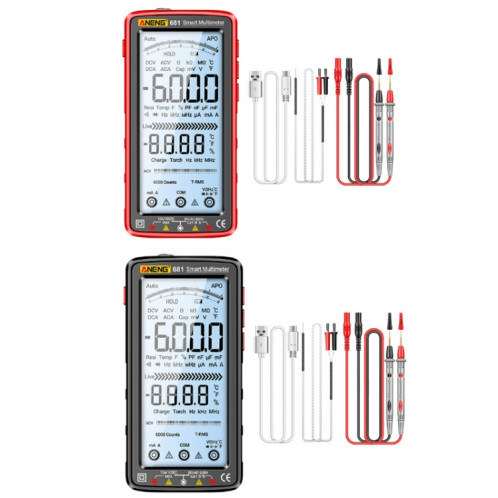 ANENG 681 Écran d'affichage numérique LCD Multimètre rechargeable à plage automatique intelligente (noir) SA001B868-012
