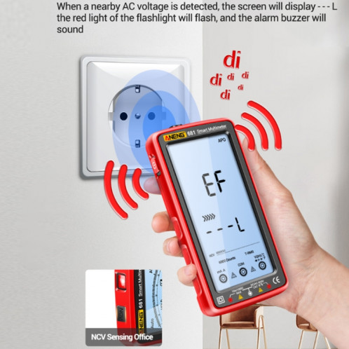 ANENG 681 Écran d'affichage numérique LCD Multimètre rechargeable à plage automatique intelligente (noir) SA001B868-012