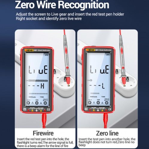 ANENG 681 Écran d'affichage numérique LCD Multimètre rechargeable à plage automatique intelligente (rouge) SA001A1182-012