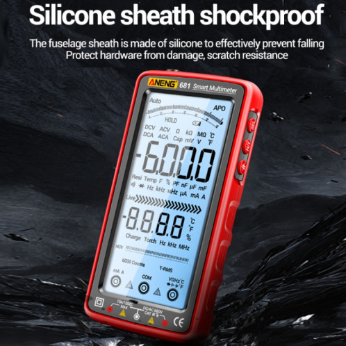 ANENG 681 Écran d'affichage numérique LCD Multimètre rechargeable à plage automatique intelligente (rouge) SA001A1182-012