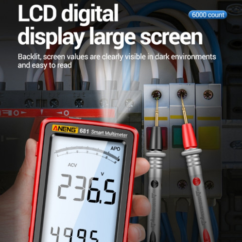 ANENG 681 Écran d'affichage numérique LCD Multimètre rechargeable à plage automatique intelligente (noir) SA001B868-012