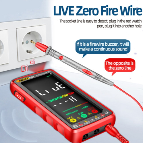 ANENG 682 Multimètre rechargeable à plage automatique à affichage inversé Smart VA (rouge) SA101A563-010