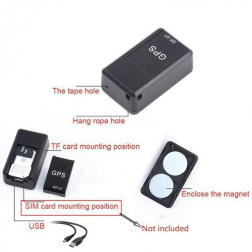 GF07 Locator Mini GPS Tracking Positionnement magnétique fort Adsorption Anti Lost Device Contrôle vocal enregistrable (noir) SH201A420-010