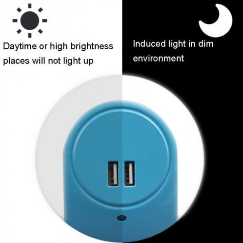 Veilleuse LED A78B avec port USB Capteur de contrôle de la lumière intelligent, prise : (blanc) SH402A489-07