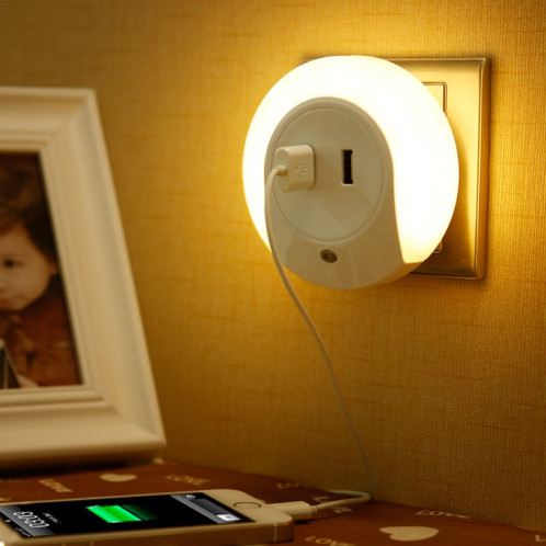 Veilleuse LED A78B avec port USB Capteur de contrôle de la lumière intelligent, prise : (blanc) SH402A489-07