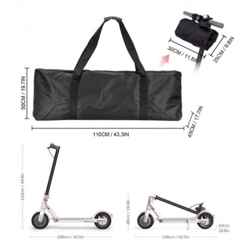 Pour Xiaomi M365 Scooter électrique pliable Skateboard Zipper sac de rangement étanche, taille: 8 pouces SH23011108-06