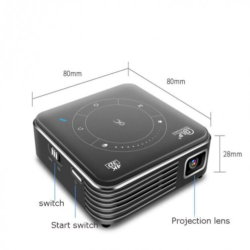 P11 4K HD DLP Mini 3D Projecteur 4G + 32G Micro Smart Micro Projecteur, Style: Plug UE (Noir) SH403A267-07